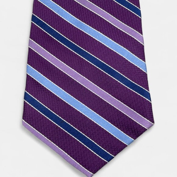 Croft & Barrow Silk Tie Striped Geometric Purple Blue Formal Dress - Picture 1 of 6